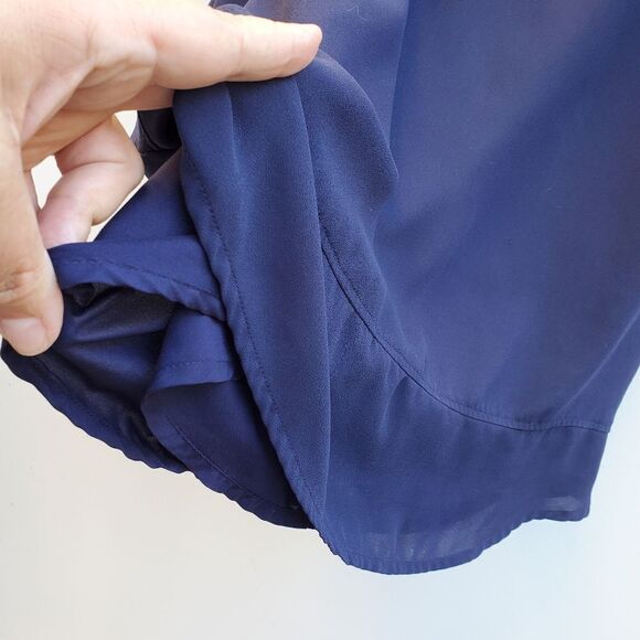 BANANA REPUBLIC back zip Navy Blue + gold muscle sleeveless top M MEDIUM - Picture 3 of 9